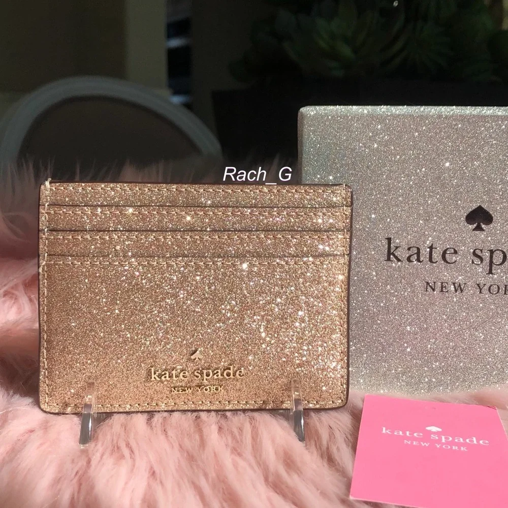 Kate Spade Tinsel Glitter Boxed Small Card Holder - Picture 1 of 7